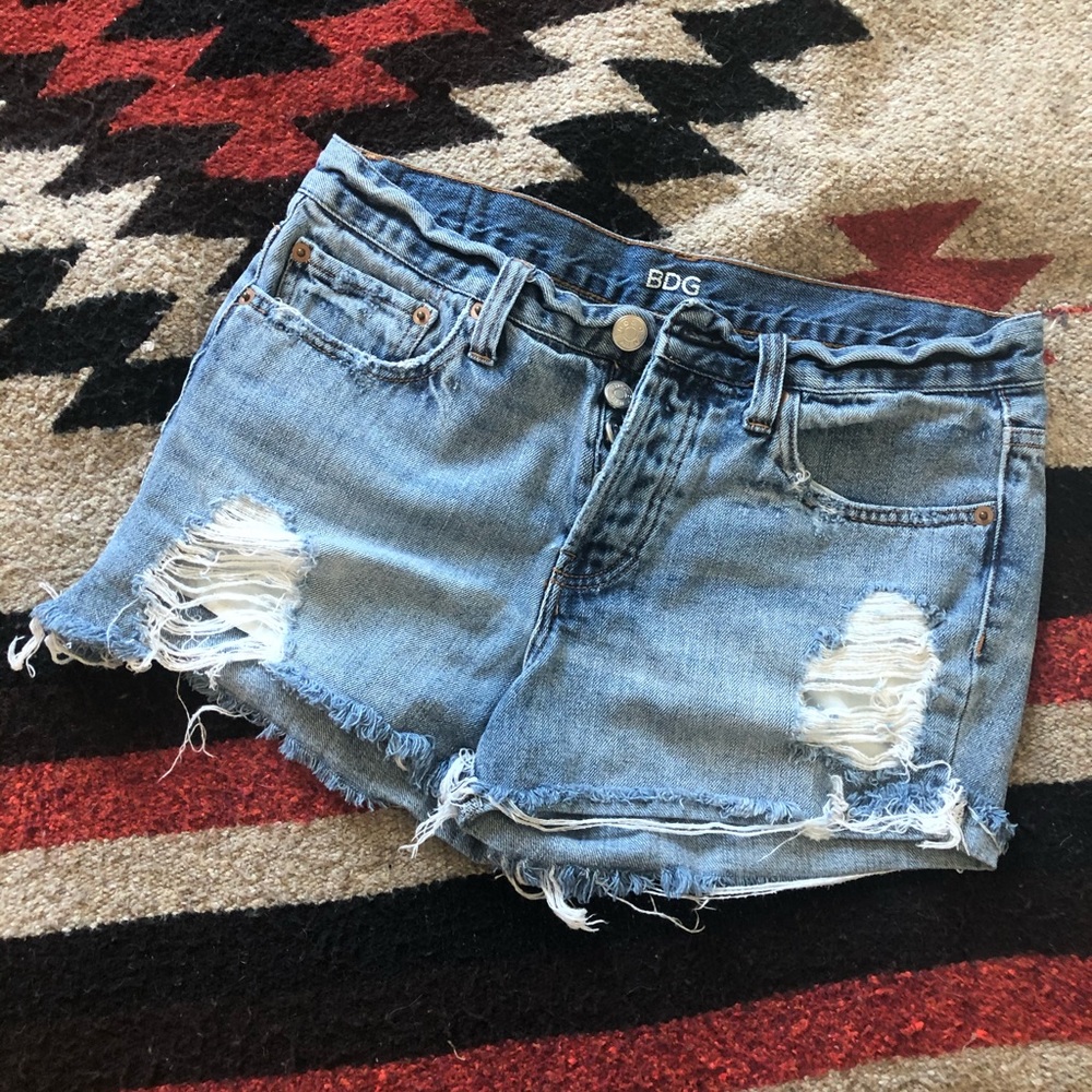 BDG Tomgirl distressed denim shorts